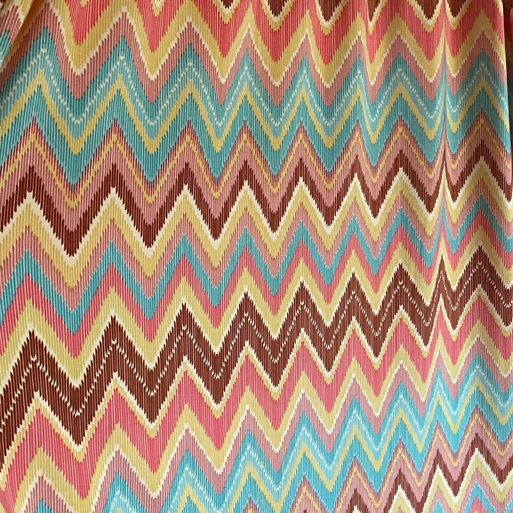 TACERA Maxi Dress XL Chevron Orange/yellow/teal/brown Spaghetti Straps w/tie - Picture 8 of 9